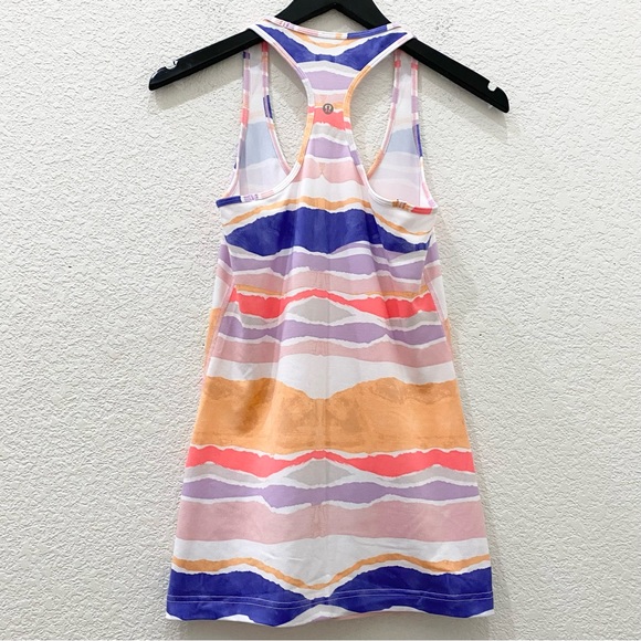 LULULEMON CRB Cool Racerback Beacher Stripe White Iris Flower Tank Size 6 - Picture 6 of 12